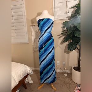 Cache Striped Strapless Dress with Belt size Small